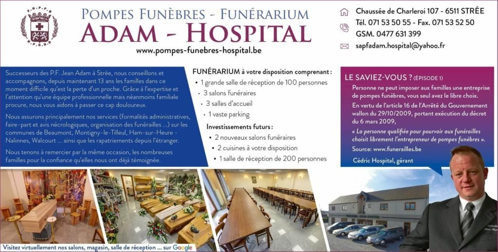 les pompes funèbres Adam-Hospital se chargent des formalités administratives et de toute l'organisation des enterrements