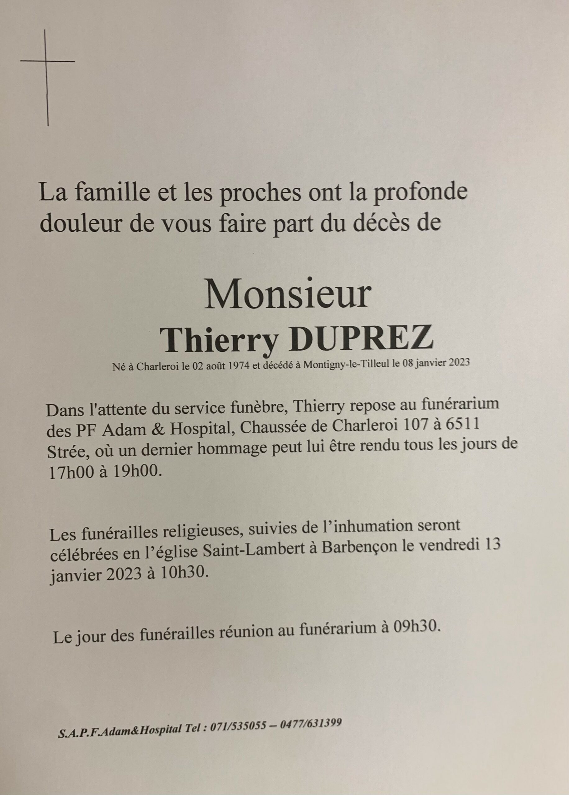 Monsieur Thierry DUPREZ scaled | Funérailles Adam Hospital