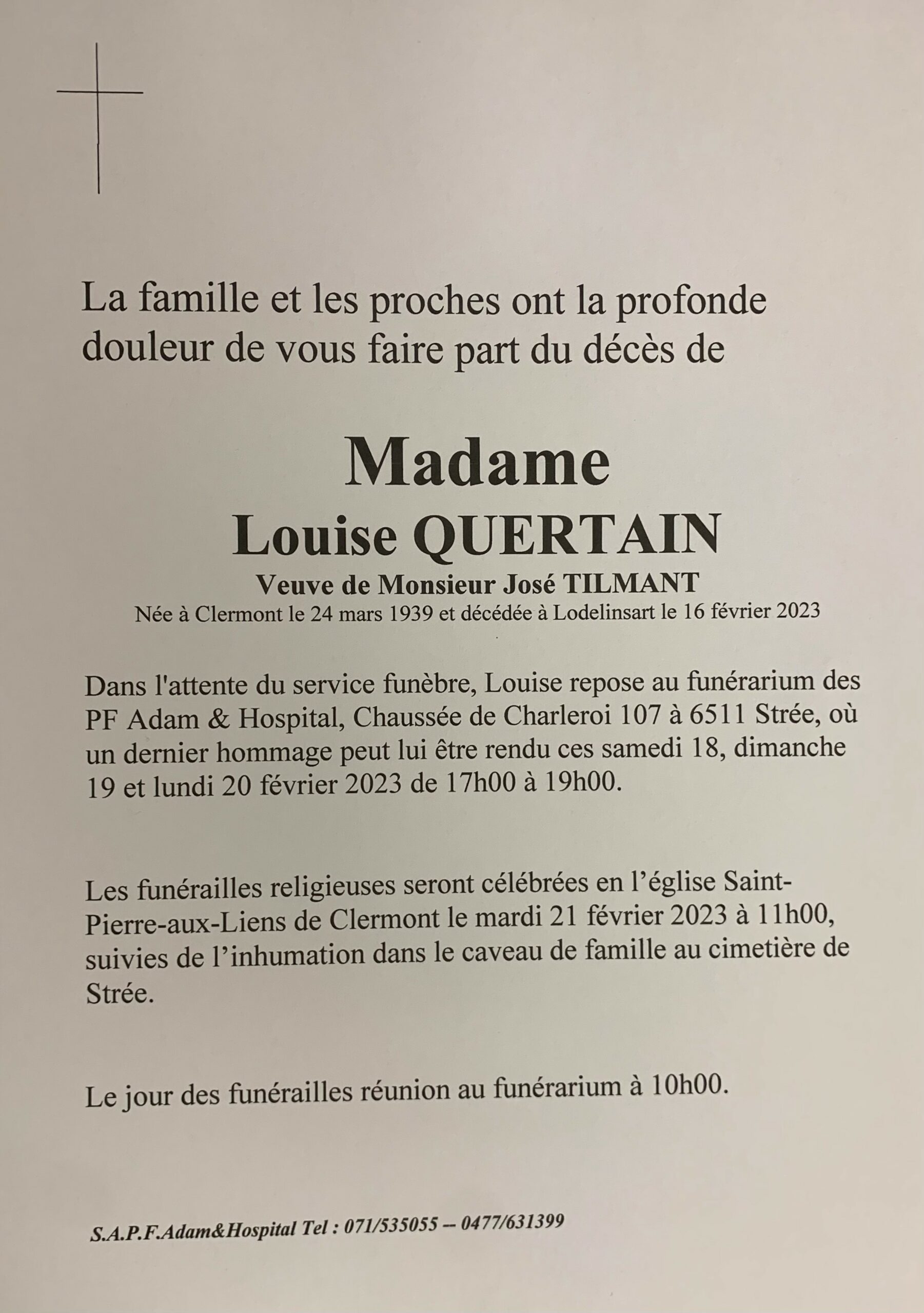 Madame Louise QUERTAIN scaled | Funérailles Adam Hospital