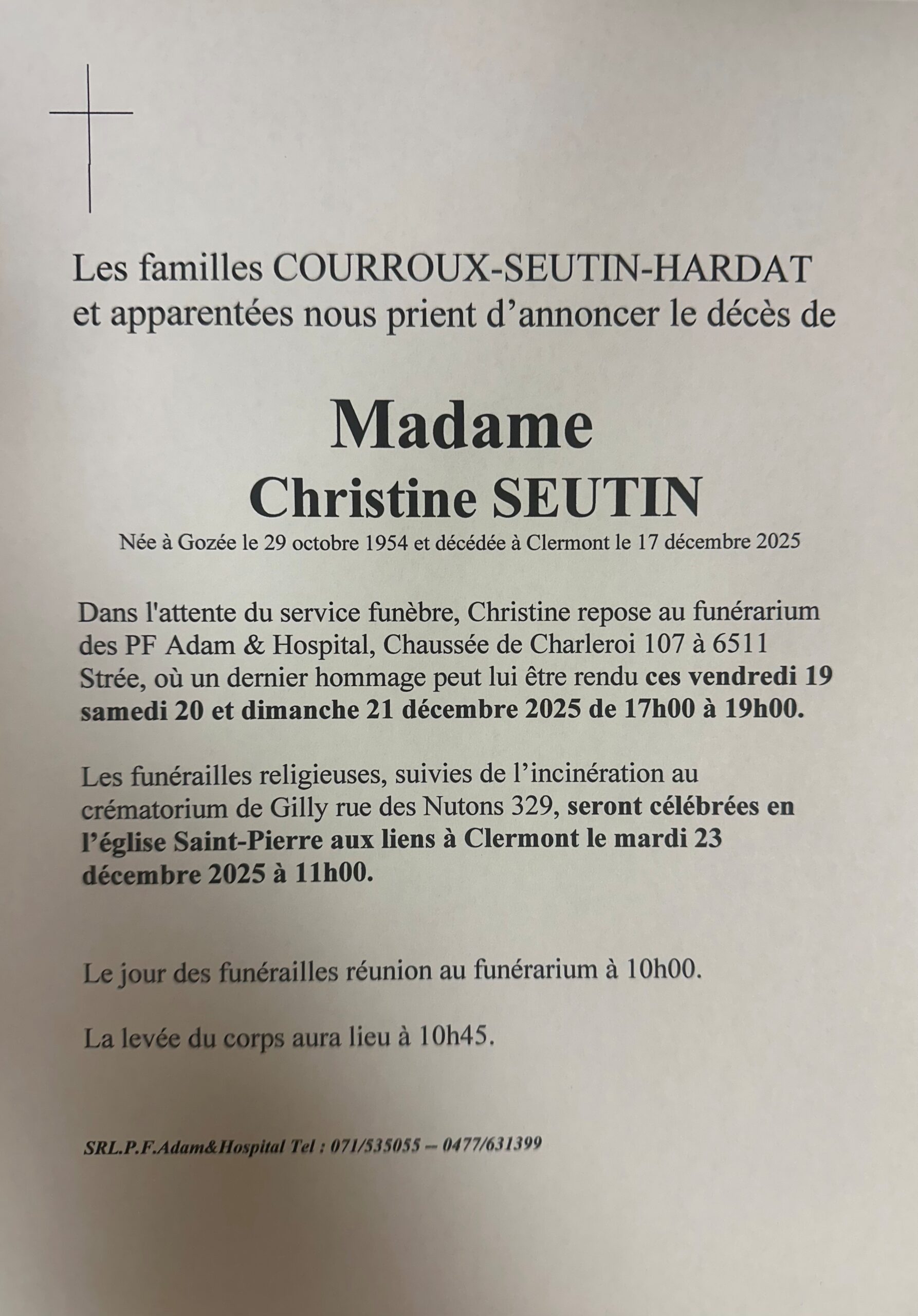 Christine Seutin scaled | Funérailles Adam Hospital