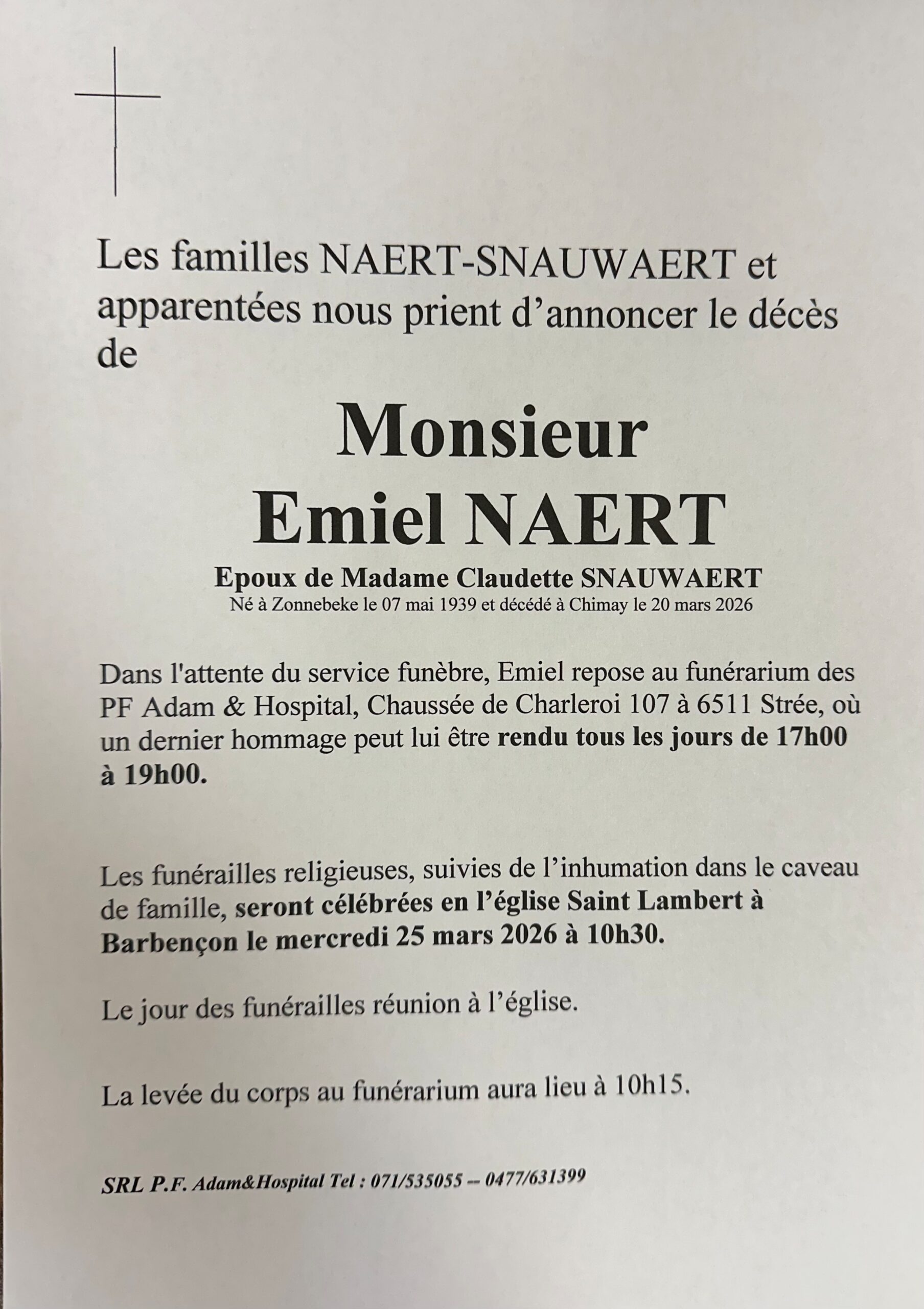 Emiel scaled | Funérailles Adam Hospital