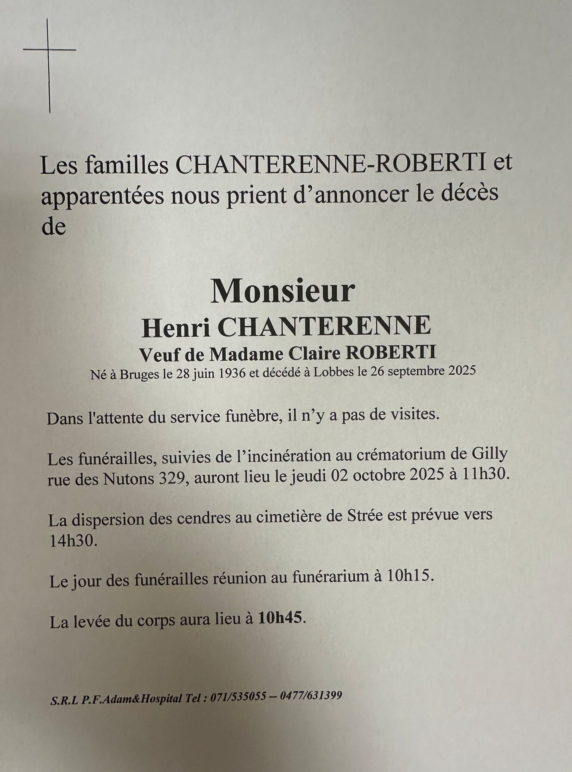 Henri Chanterenne scaled | Funérailles Adam Hospital