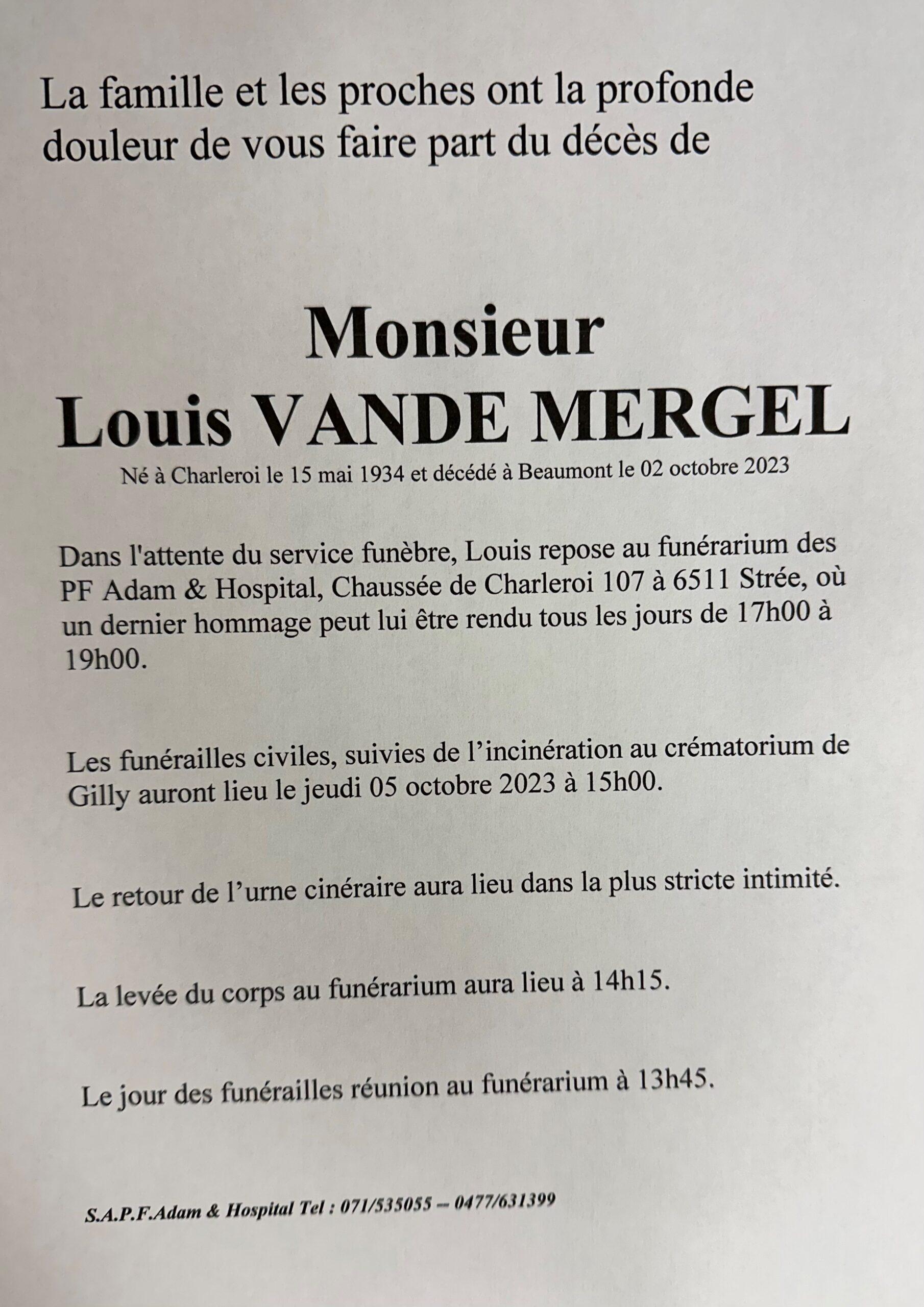 Louis VANDE MERGEL scaled | Funérailles Adam Hospital
