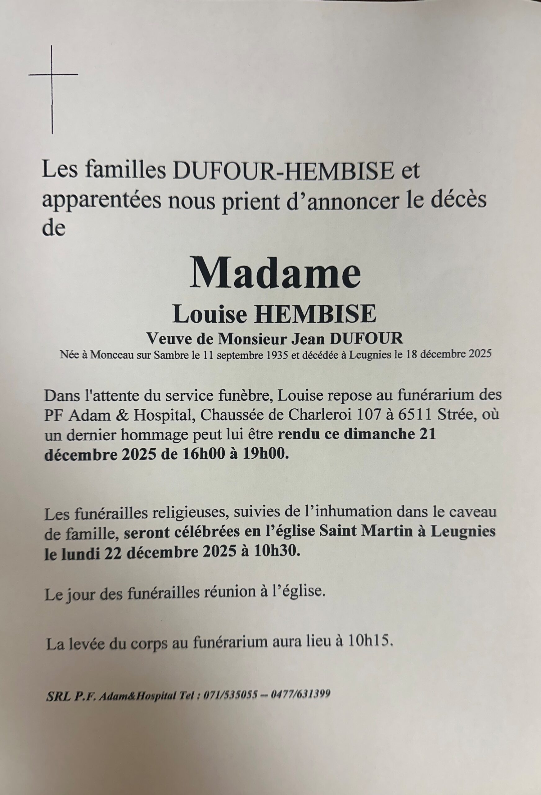 Louise HEMBISE scaled | Funérailles Adam Hospital