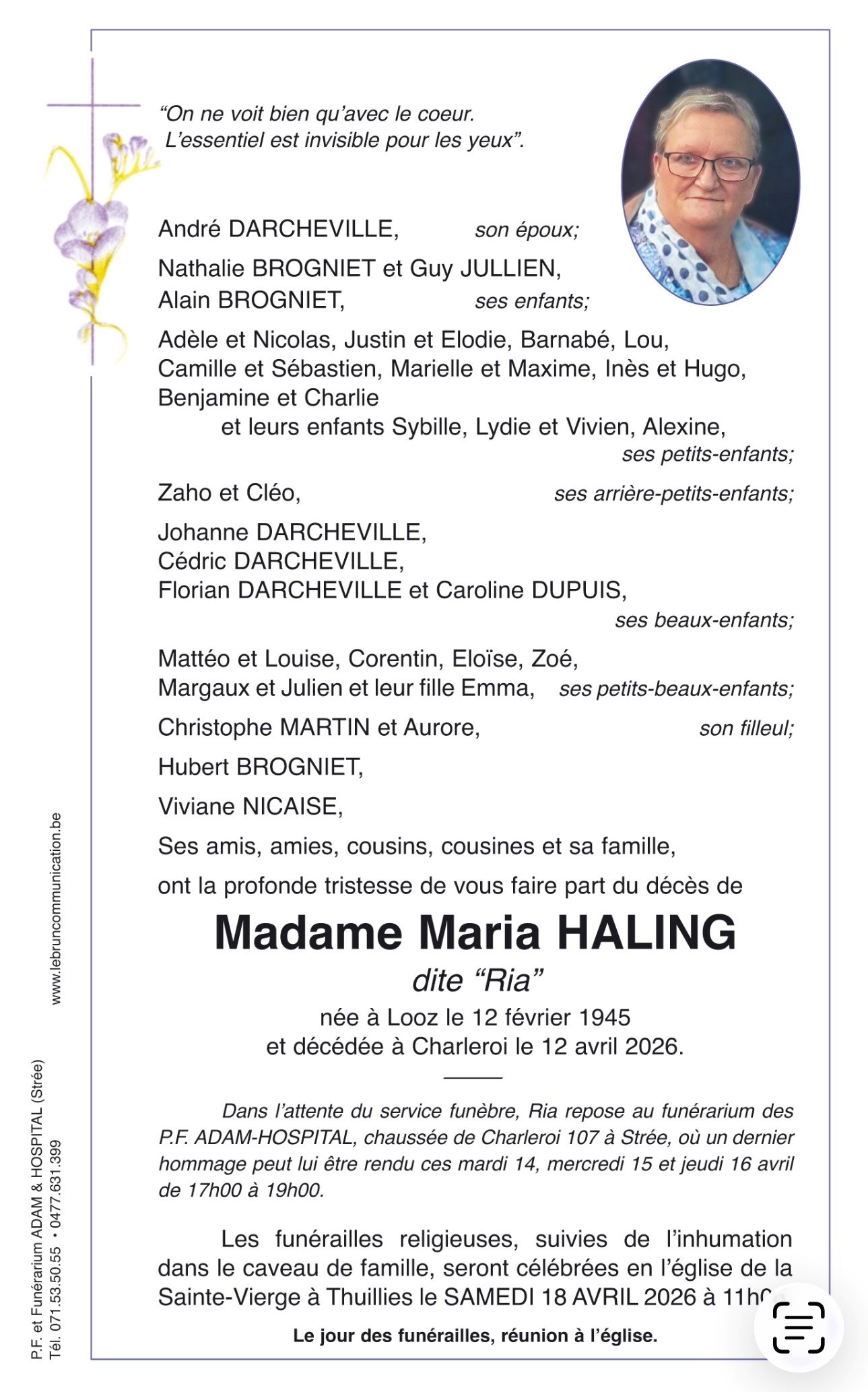 Maria HALING | Funérailles Adam Hospital