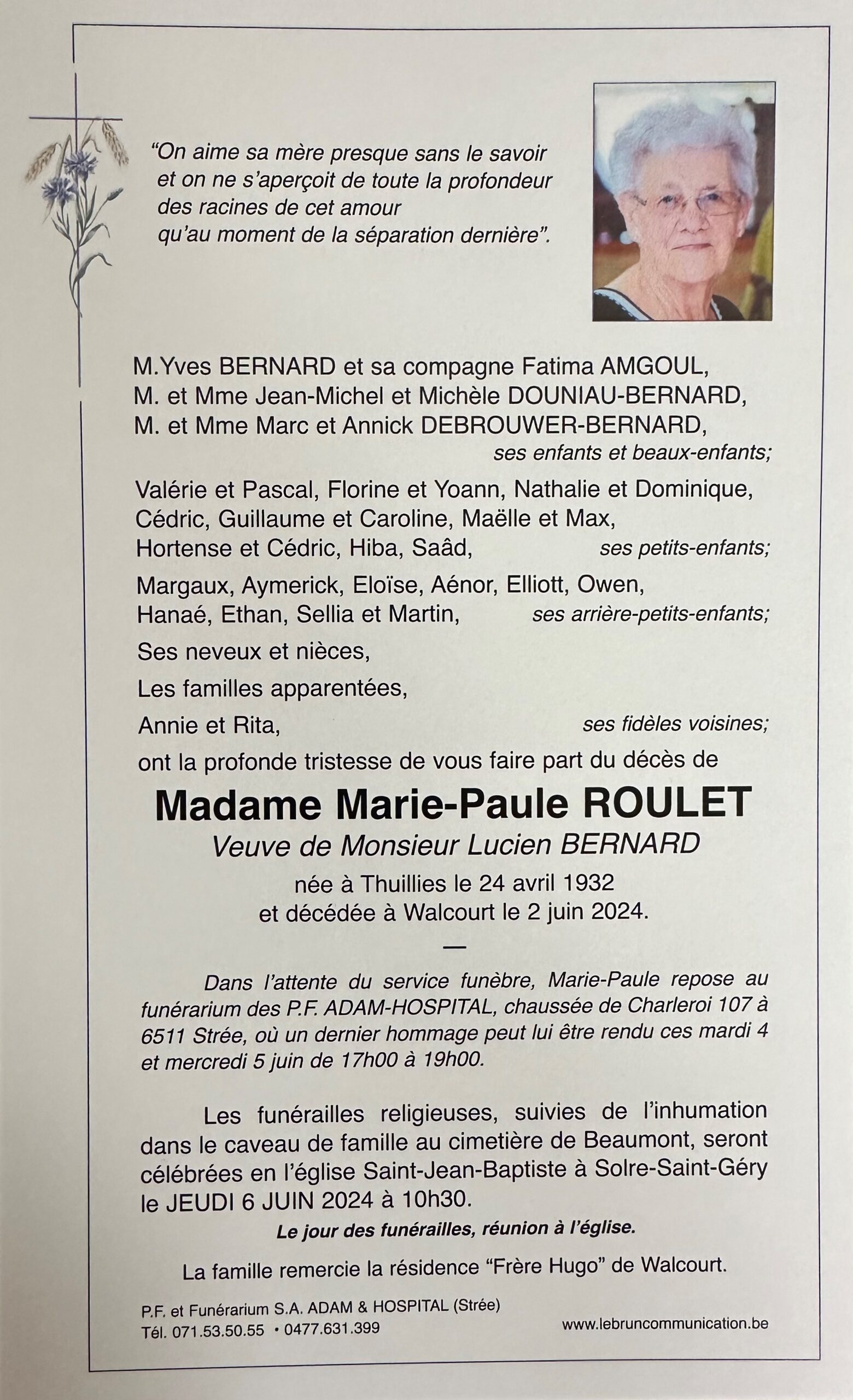 Marie Paule ROULET scaled | Funérailles Adam Hospital