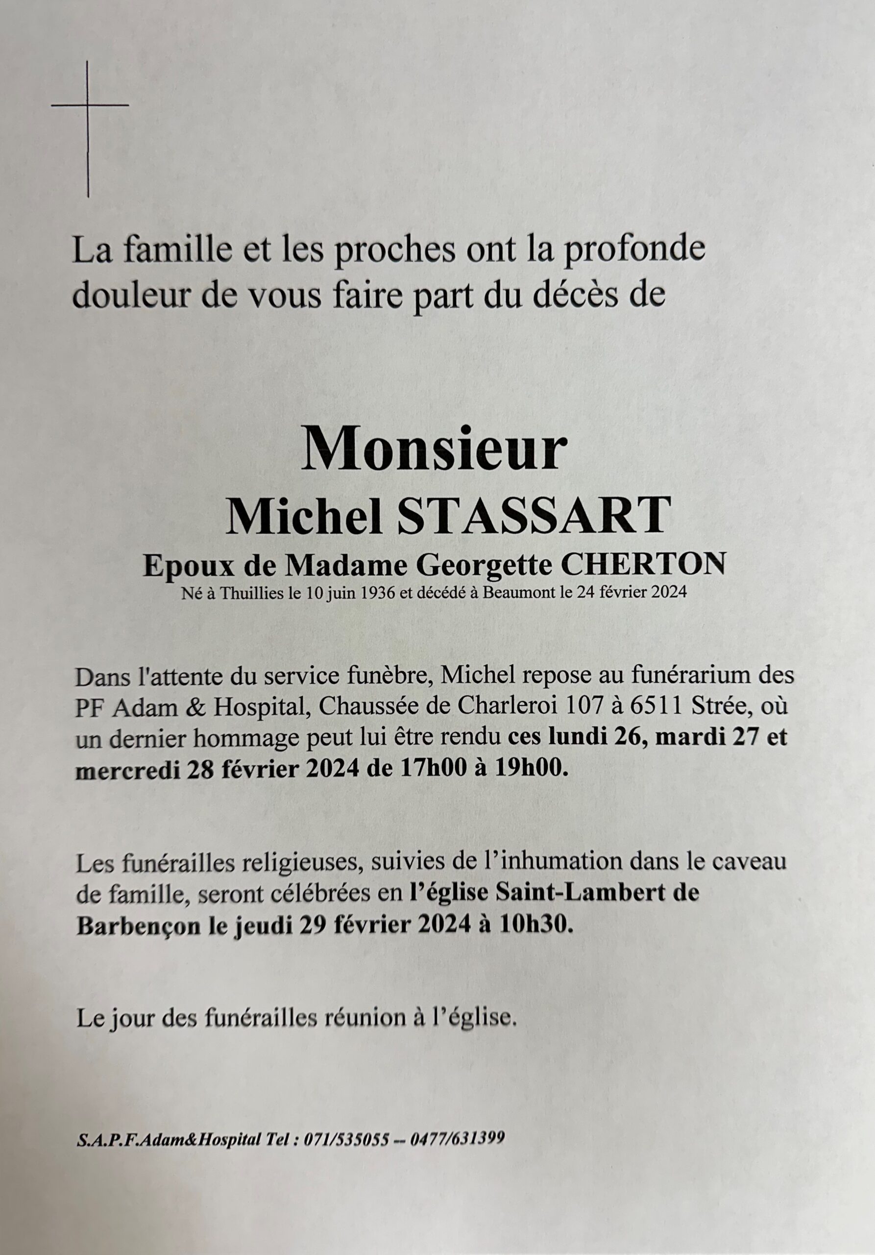 Michel stassart scaled | Funérailles Adam Hospital