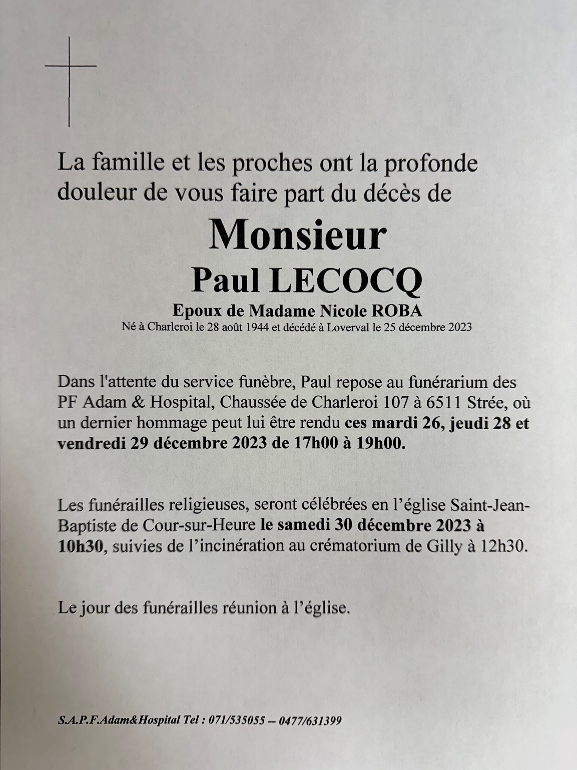 Paul LECOCQ scaled | Funérailles Adam Hospital