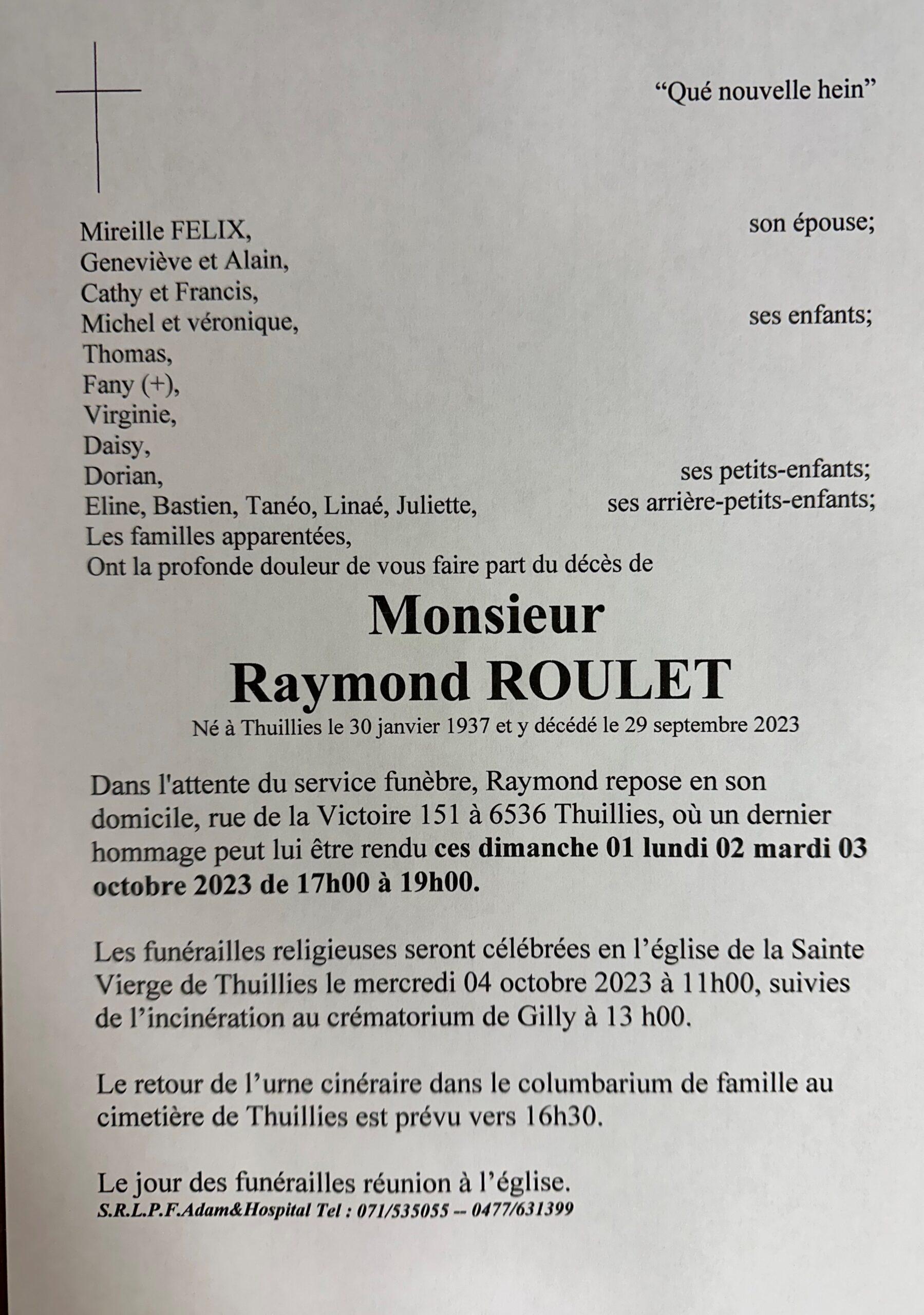 Raymond Roulet scaled | Funérailles Adam Hospital