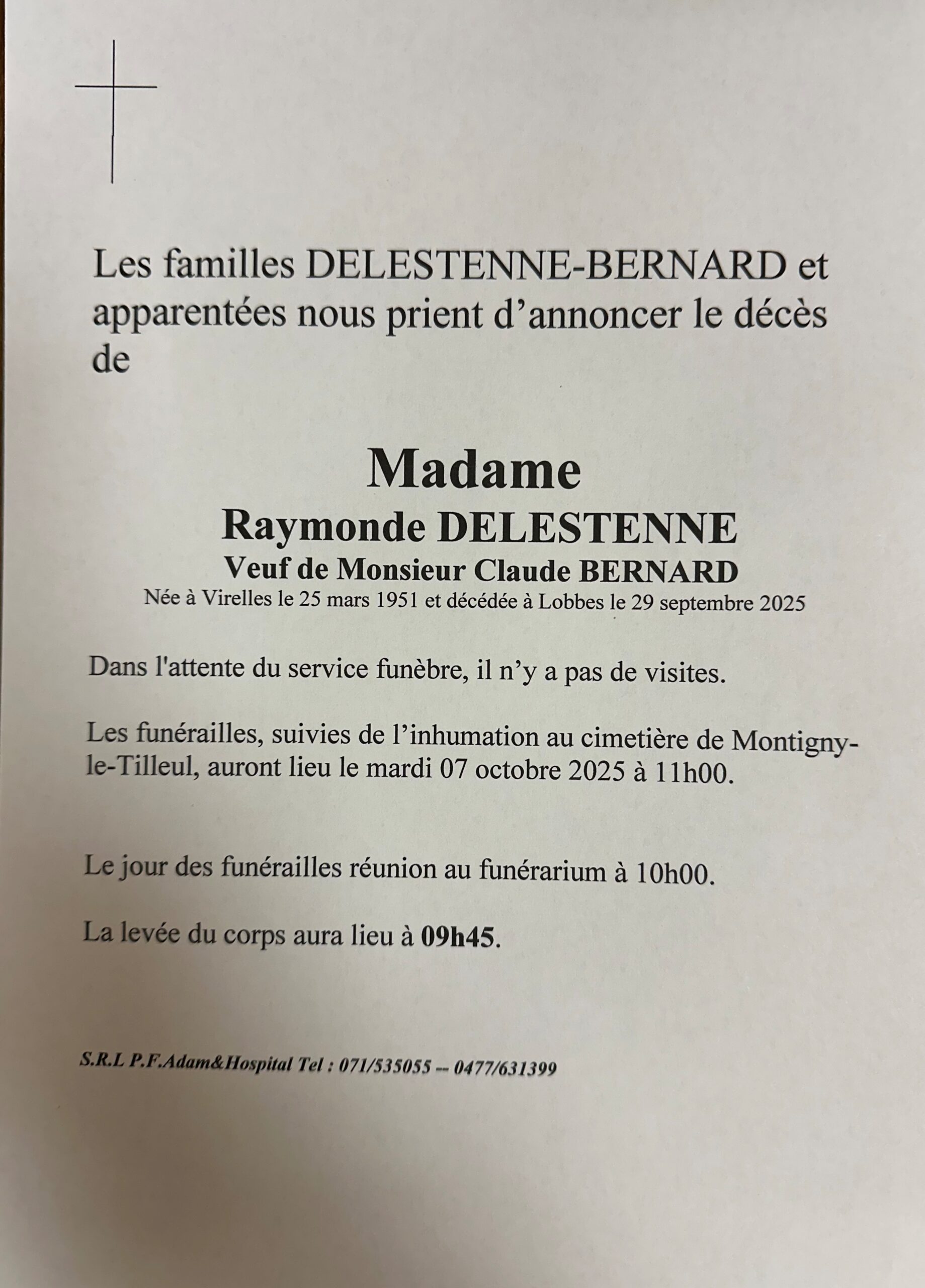 Raymonde Delestenne scaled | Funérailles Adam Hospital