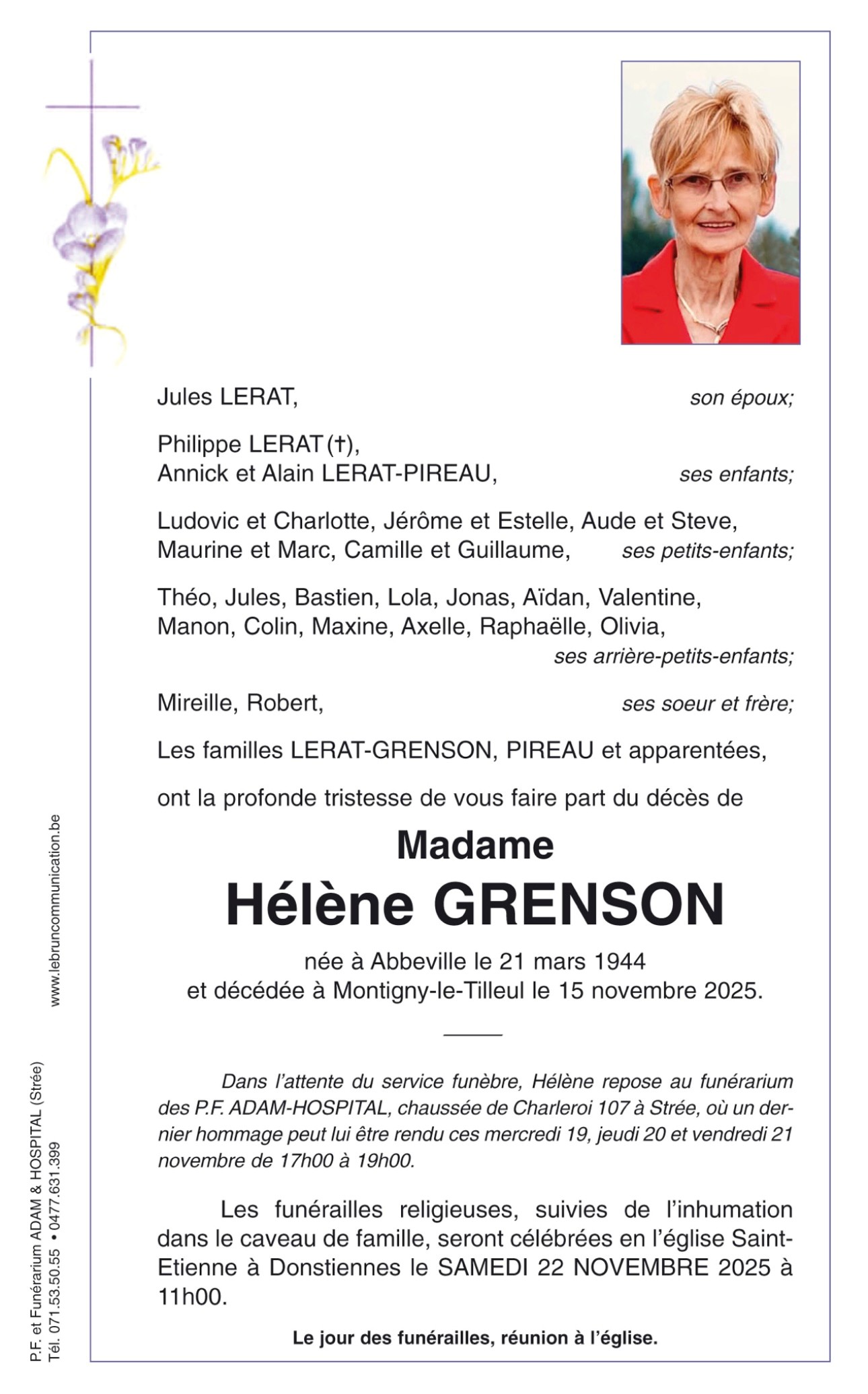 faire part | Funérailles Adam Hospital faire part | Funérailles Adam Hospital