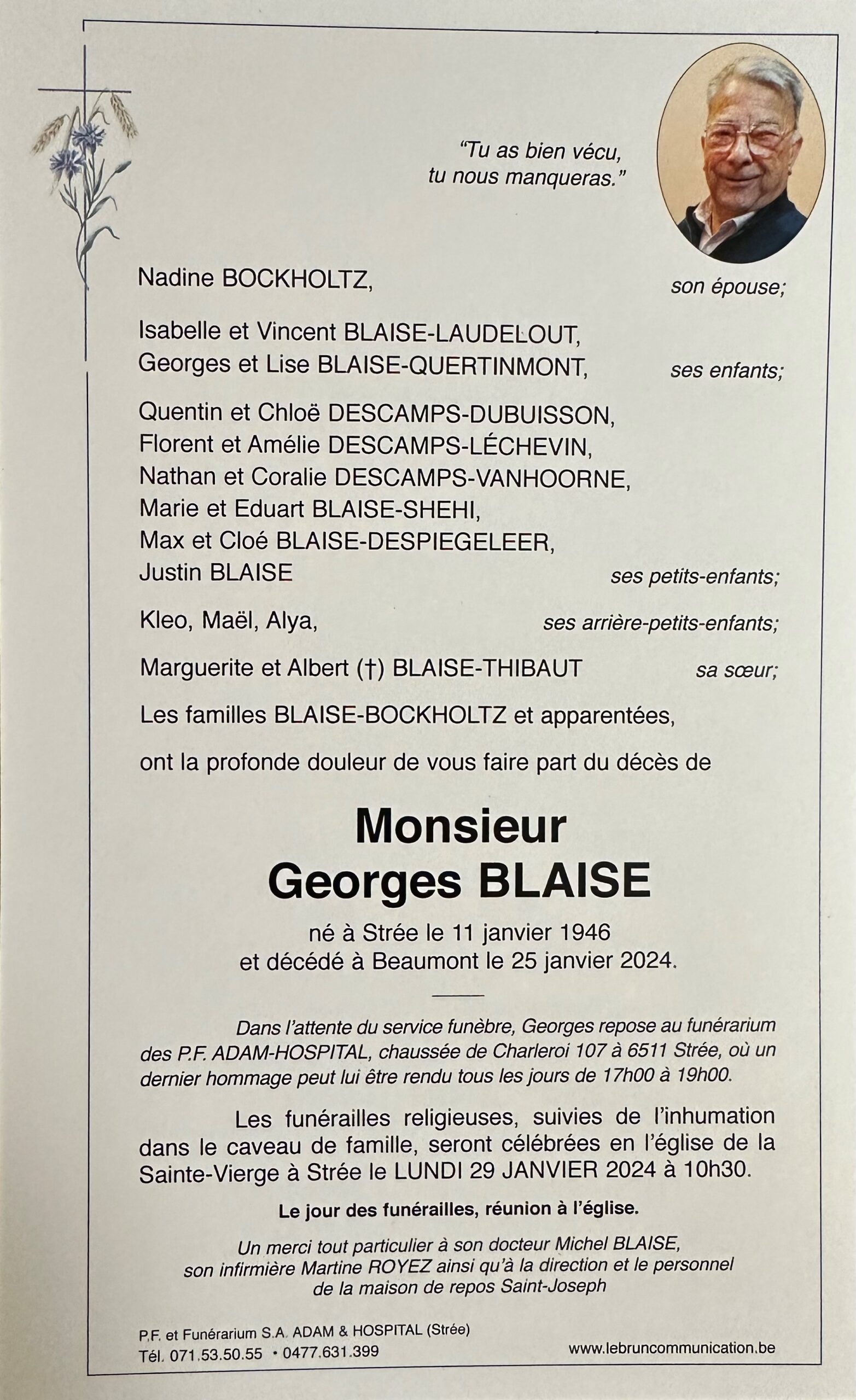 georges BLAISE scaled | Funérailles Adam Hospital