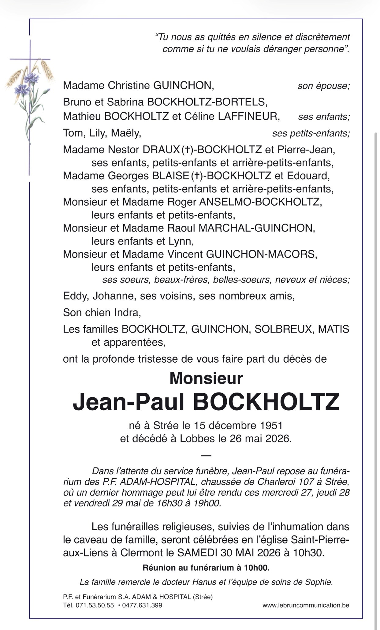 jeanpaul bockholtz | Funérailles Adam Hospital jeanpaul bockholtz | Funérailles Adam Hospital
